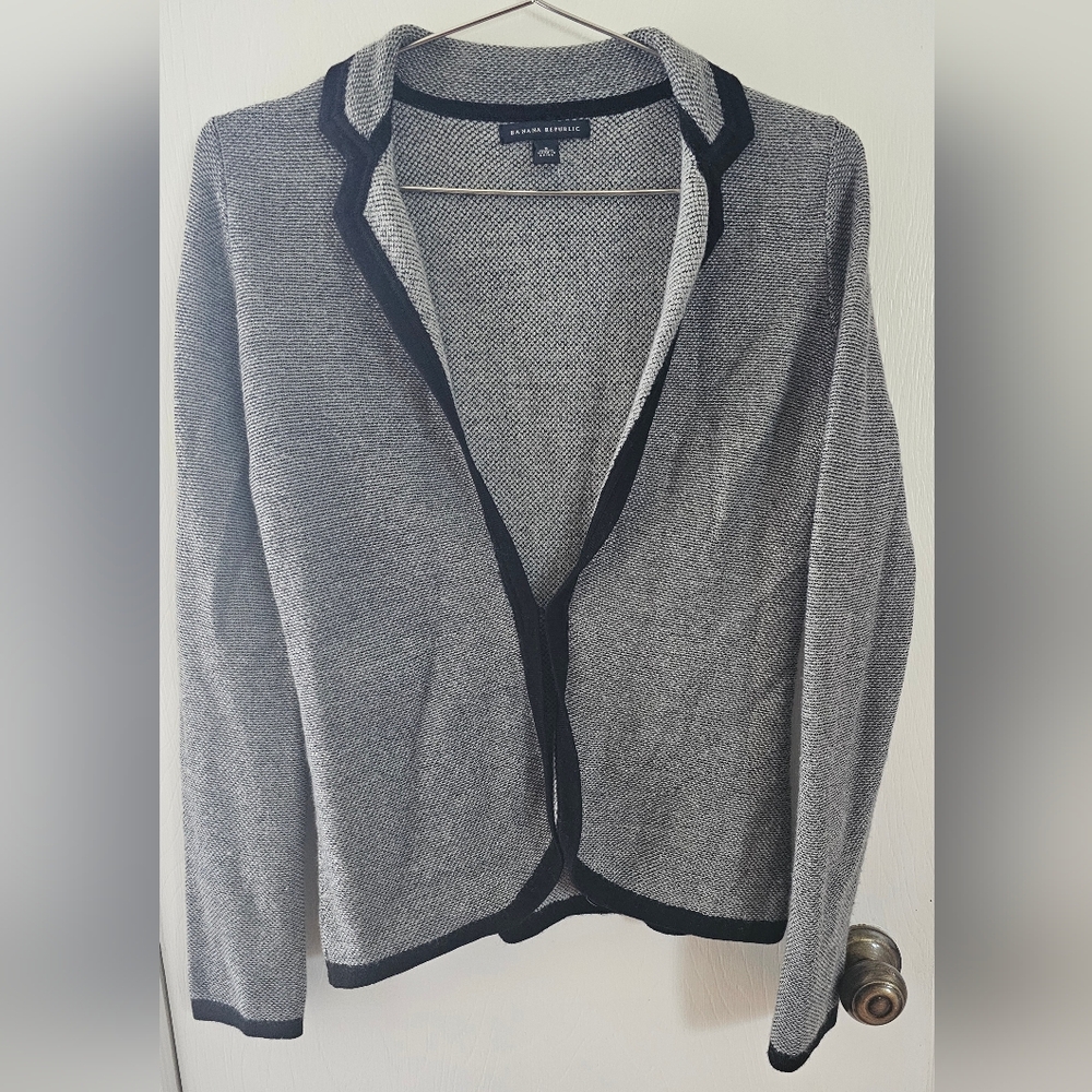 Banana Republic - Women's Wool Blend Cardigan Long Sleeve - Small - Black & Grey
